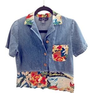 Vintage original TY wear from 90s. Denim tropical design. Size 4p.